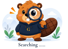 GoBeeVir beaver studying a business with a magnifying glass